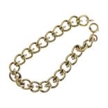 9ct gold bracelet, of solid curb link links, 21.5cm long, 43g gross Condition: Links approx 12mm