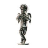 19th Century cast desk seal modelled as a young angel, in standing pose with hands beneath chin,