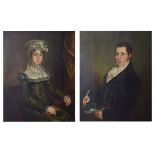 19th Century English School - Pair of oils on canvas - Portraits of a lady and gentleman - Jane