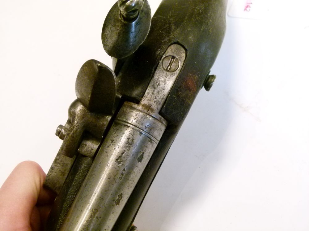 East India Company 12 bore full stocked flintlock holster pistol, circa 1840, the round steel barrel - Image 7 of 7