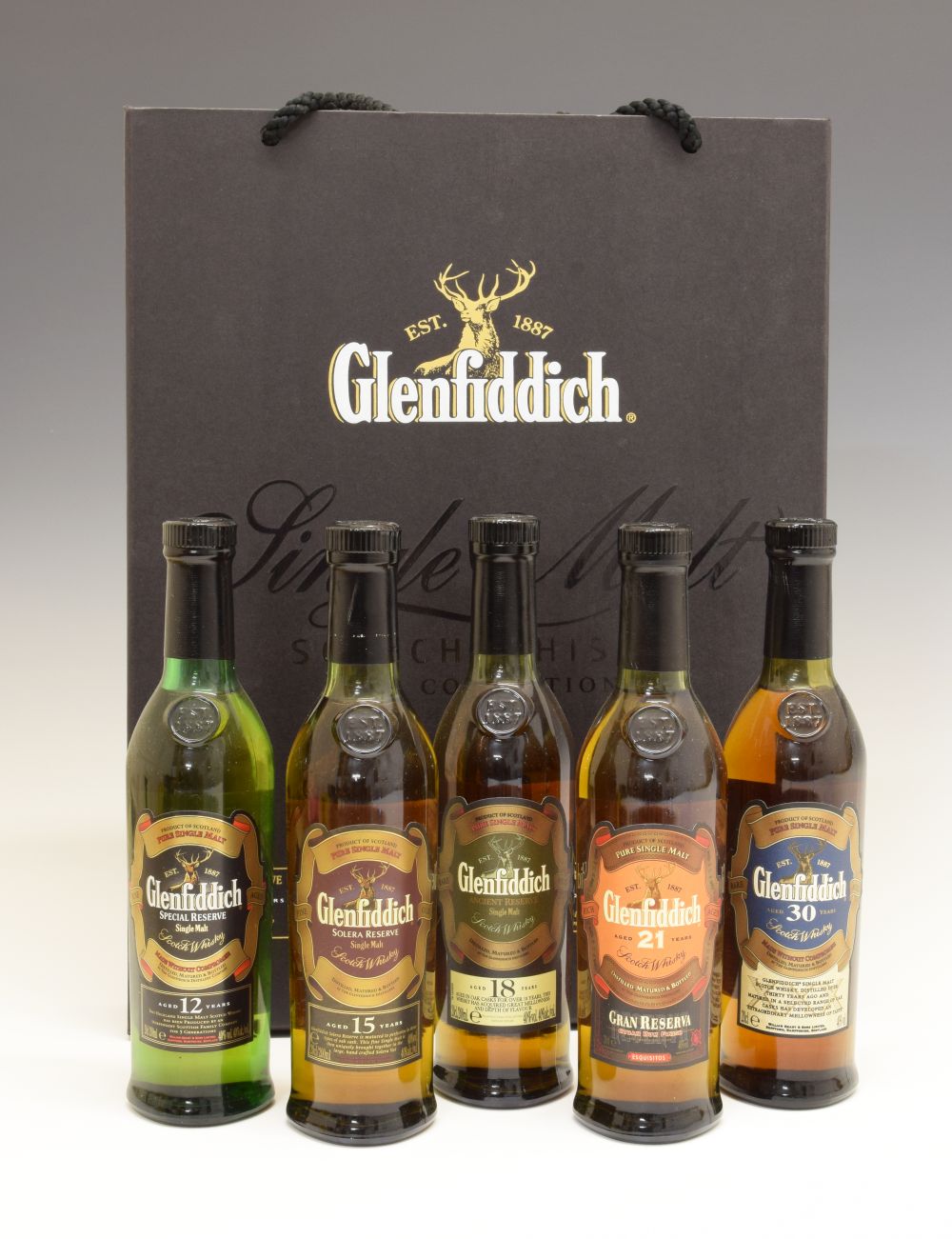 Glenfiddich Single Malt Scotch Whisky Collection being five 20cl bottles consisting of; Single