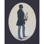 Unusual 19th Century oval painted silhouette, of E.C. Newcome, Esq., of Feltonell Hall, depicted