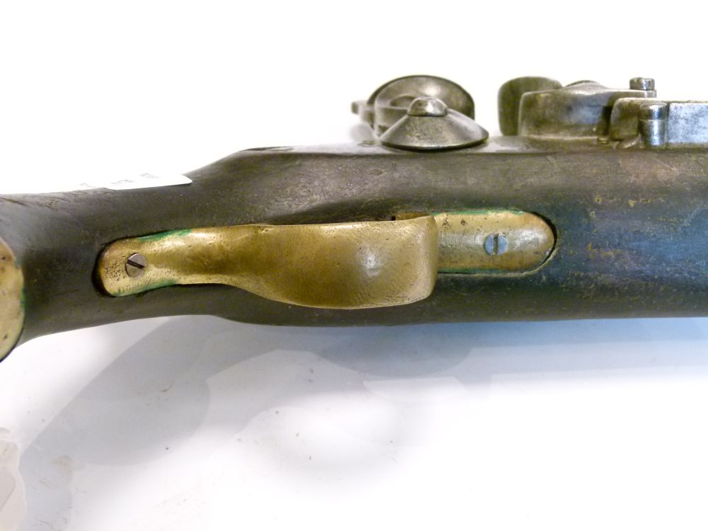 East India Company 12 bore full stocked flintlock holster pistol, circa 1840, the round steel barrel - Image 3 of 7
