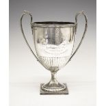Cricket Interest - Victorian two handled silver trophy cup with presentation inscription reading '