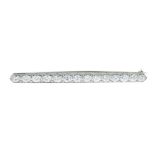 Diamond line brooch, in white metal, the fourteen uniform brilliant cuts totalling approximately 2.8