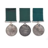 Three Victorian Volunteer Forces Long Service and Good Conduct Medals, all with ribbon