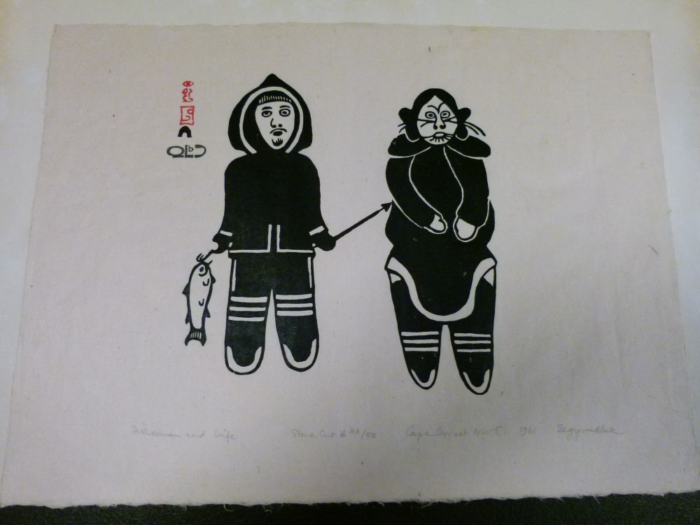 Two early 1960's period Canadian Inuit limited edition stone-cut prints, Cape Dorset, North West - Image 7 of 11