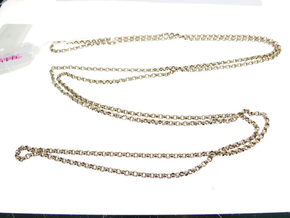 Guard chain, unmarked, 156cm long, 42g gross Condition: There are a few areas that have been - Image 2 of 3