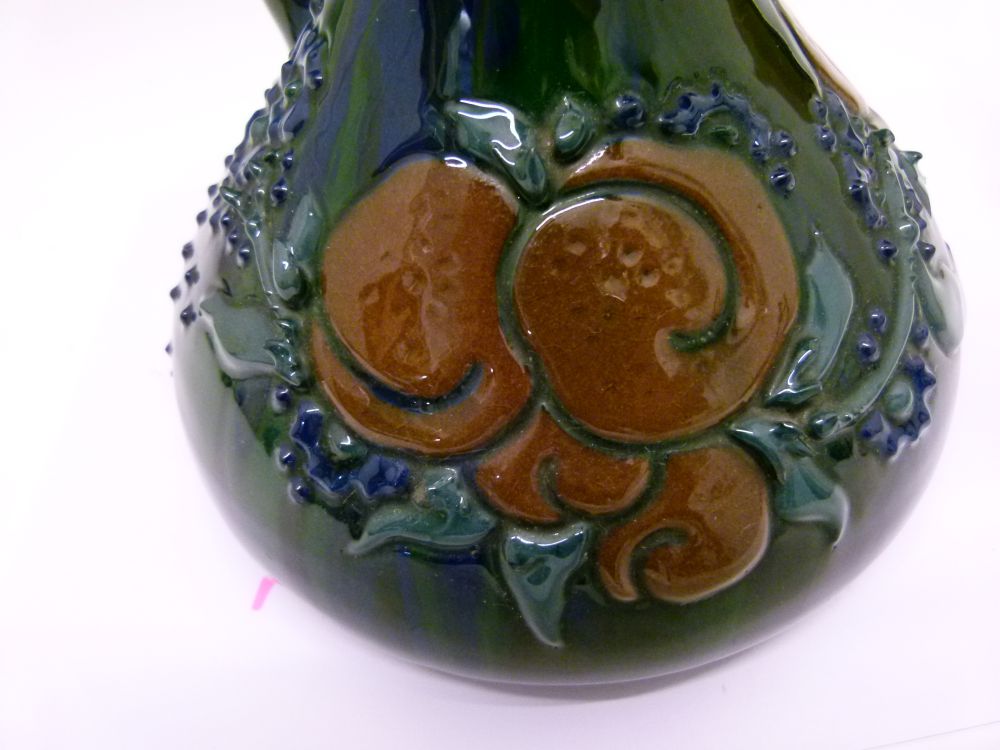 Elton Ware jug, with stylised spout, having foliate decoration on a green and blue ground, mark to - Image 6 of 8