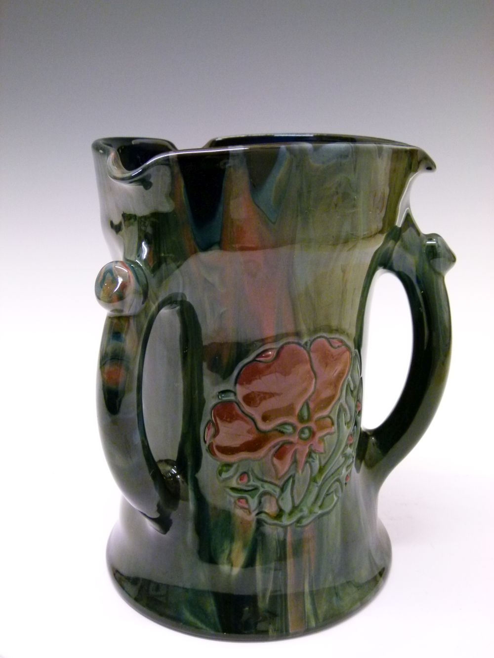 Elton Ware tyg, decorated with foliage, on a mottled green and blue ground, base with painted - Image 2 of 5