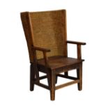 Liberty & Co (retailers) - 19th Century child's Orkney chair, with high curved wicker back over