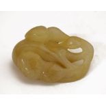 Chinese carved 'Mutton Fat' jade ornament modelled as a group of three gourds, 5.5cm high Condition: