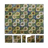 Twenty-two late Victorian/Edwardian William de Morgan 'Aster' pattern hand-painted tiles, each