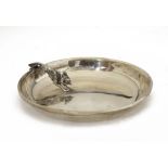 Asprey - George V silver bon-bon or pin dish, of circular form with applied cast fox, London 1923,