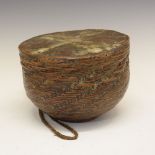 Ethnographica - Unusual wicker and animal skin drum, possibly Hill Tribes, Northern Thailand/