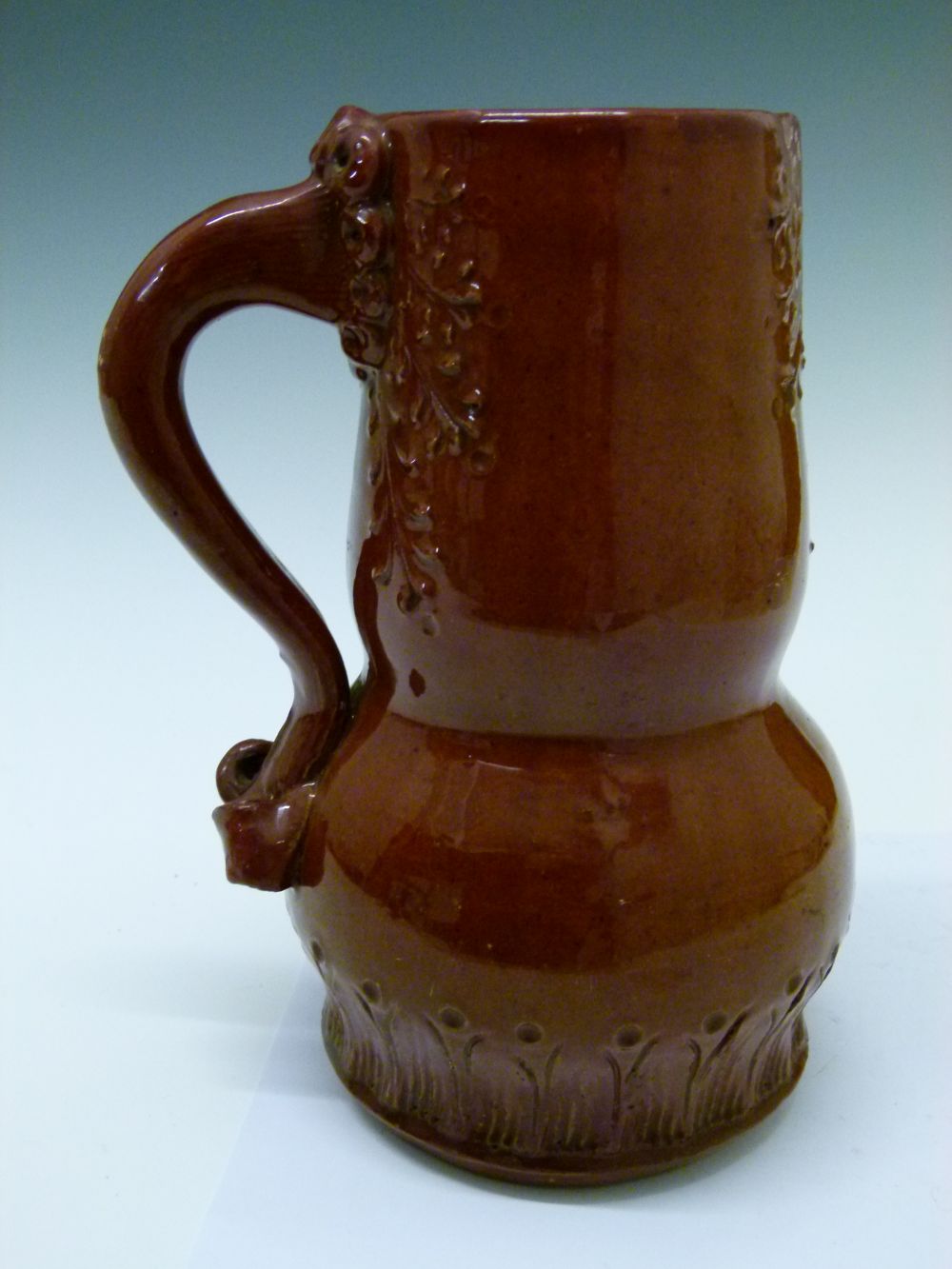 Elton Ware - dated late 19th Century jug, 1882, decorated with foliage on a brown ground, base - Image 4 of 9
