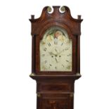 Early 19th Century inlaid oak-cased eight-day painted dial longcase clock, Blurton, Stourbridge,
