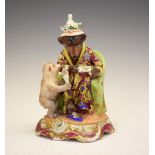 Mid 19th Century French porcelain novelty syphon inkwell, possibly Jacob Petit, modelled as a seated