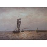 William Nichols Boyce (1857 - 1911) - Watercolour - 'Evening light - Mouth of the Tyne' signed and