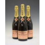 Three bottles Moet & Chandon Brut Imperial Rosé Champagne (3) Condition: Levels and seal are good.