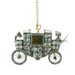 Diamond set carriage pendant brooch, set throughout with old brilliant cuts and rose cuts, with