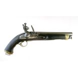 East India Company 12 bore full stocked flintlock holster pistol, circa 1840, the round steel barrel