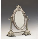 Brothers Henneberg, Warsaw, Poland - Late 19th Century silver-plated brass dressing mirror, the