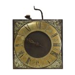 Early to mid 18th Century brass single-hand longcase clock dial and movement, Richard Viall, Weston,