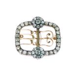 Diamond brooch, in the form of a shoe buckle, unmarked, the forty-two old diamonds totalling