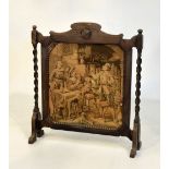 Oak firescreen with machine-made tapestry panel