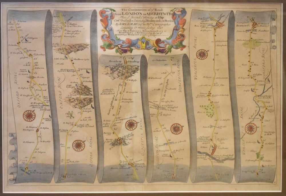 Two John Ogilby hand-coloured maps, the road from Bristol to Banbury, and the road from London to - Image 7 of 7