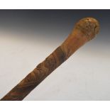 Early 20th Century Eastern carved Malacca walking stick or cane with allover dragon decoration, 89.