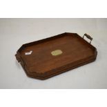 Early 20th Century oak gallery tray, 54cm across handles