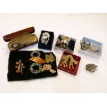 Assorted costume and dress jewellery to include; cheetah or leopard brooch, three butterfly