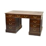 Mid 20th Century mahogany pedestal desk, 136.5cm wide