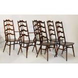 Ercol - Set of six 1960's period 496 Model dining chairs comprising two carvers and four standards