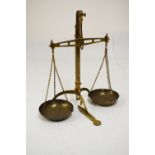 Set of early 20th Century brass scales, Degrave & Co London, 52cm high