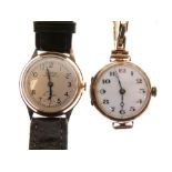 Early to mid 20th Century lady's 9ct gold wristwatch, 25g gross approx, together with a Roamer 9ct