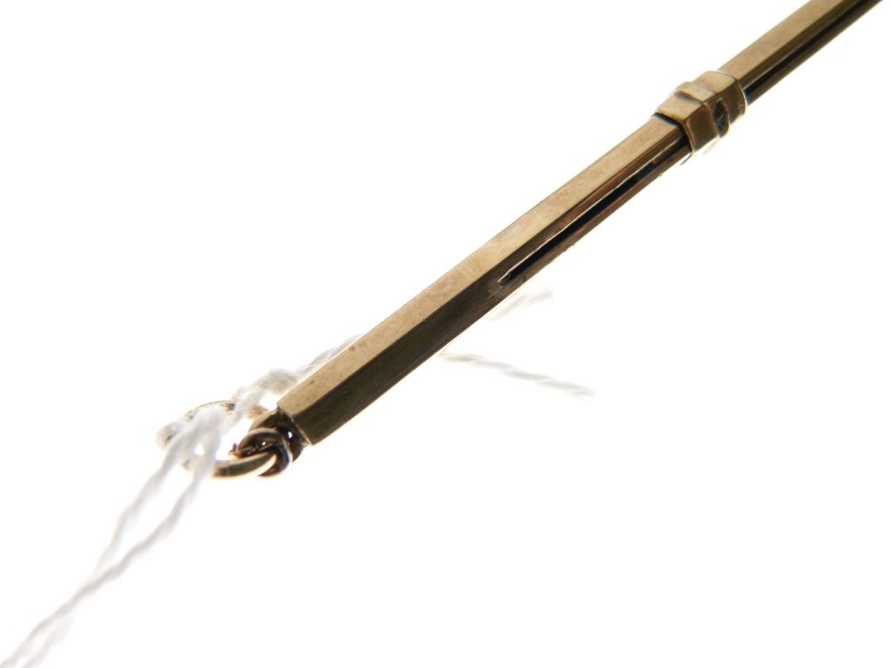 George VI 9ct gold swizzle stick of hexagonal telescopic design, Birmingham 1936, sponsors D & F ( - Image 3 of 6