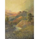 Rex Colcutt - Oil on canvas - Highland stream at dusk, signed lower left, in a rectangular carved