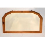 Pine framed overmantel mirror, 130cm wide