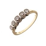 18ct gold and five stone diamond ring, shank stamped .50, size P, 2.9g gross approx