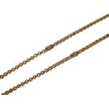 Yellow metal belcher-link long chain stamped 9k, approximately 94cm long, 32.6g approx
