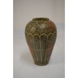 Large painted terracotta or pottery vase of ovoid form, 49cm high