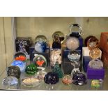 Large selection of assorted paperweights to include; Perthshire 'scrambled' weight, faceted