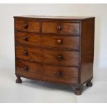 Victorian mahogany bow front chest of two short over three long graduated drawers, on reeded bun