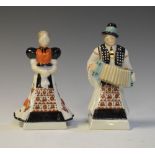 Pair of Herend (Hungary) porcelain figures of an accordion player and dancer, 13cm high (2)