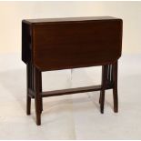 Early 20th Century mahogany and crossbanded inlaid travelling tea table, 60cm flaps down