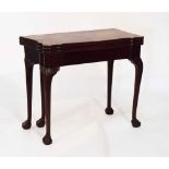 Reproduction Georgian design mahogany triple top games table, having tea table, red baize section