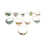 Assorted gold and yellow metal rings to include, 18ct, 14ct and 9ct examples, 30.9g gross approx (